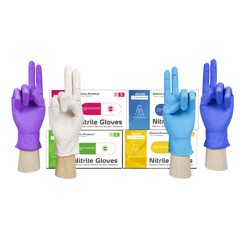 Omini-Protect® 5milWhite Blue Ice Blue Purple Disposable Nitrile Examination Medical Gloves