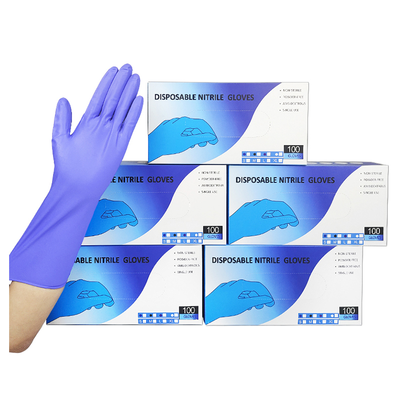 Gusiie 6/8mil 12 Inch Thick Purple Safety Chemical Protection Series Nitrile Gloves