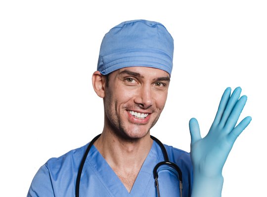 Disposable Nitrile Glove on Doctor\'s Hand