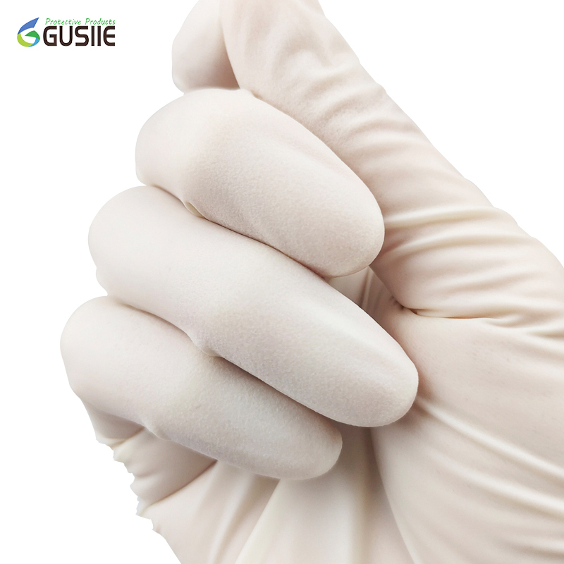 Gusiie 4mil Powdered Food Grade Safety Protection Disposable Latex Gloves