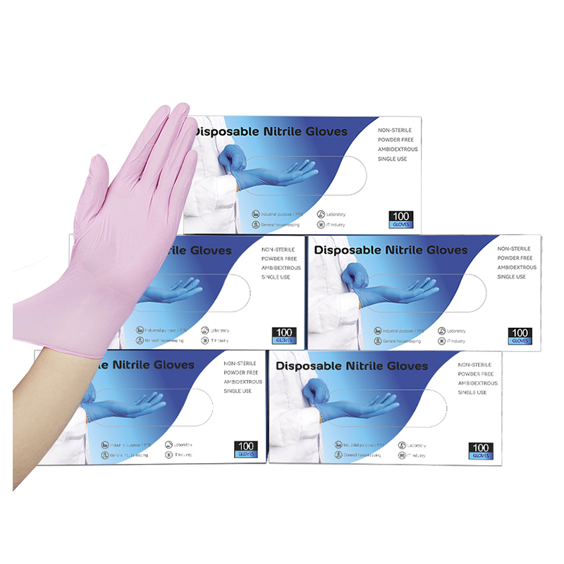 Gusiie 3mil Pink Green Wholesale Household Disposable Nitrile Gloves Food Grade