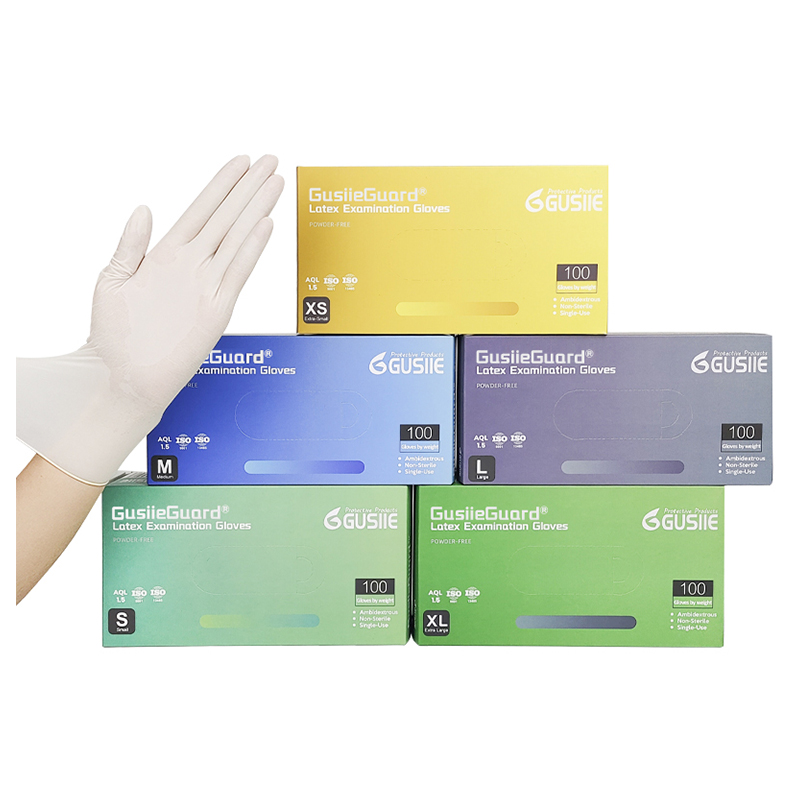 GusiieGuard® 5mil High Quality Milky White Disposable Medical Latex Examination Gloves