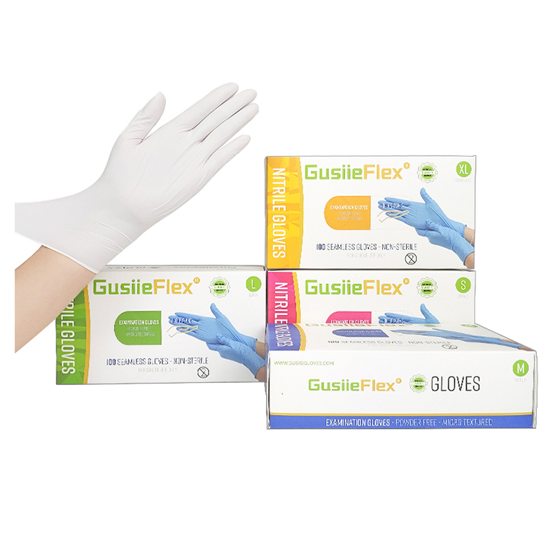 GusiieFlex® 3mil Disposable Flour Free Hemp Noodles Medical Nitrile Examination Gloves