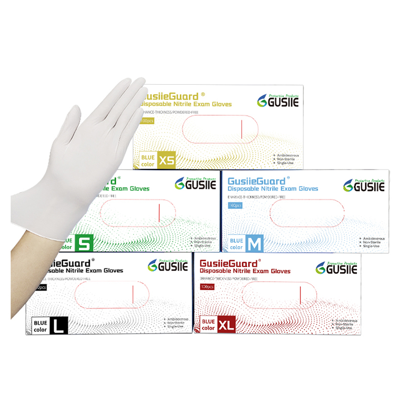 GusiieGuard® 4mil White Cosmetic Plastic Medical Grade Nitrile Examination Gloves