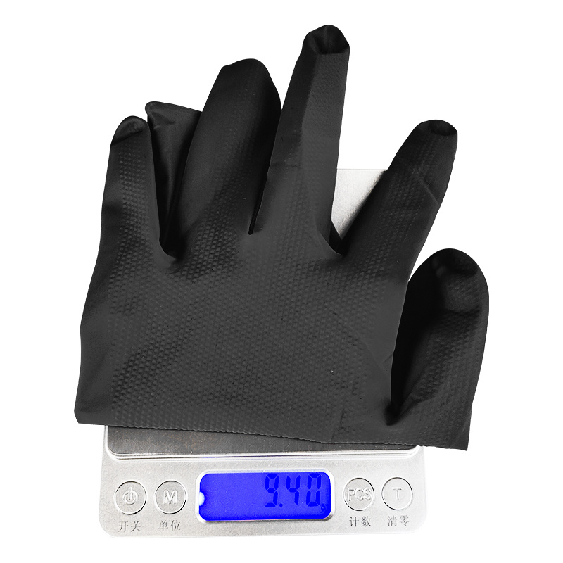 GusiieFlex® 6mil Black 9 Inches Industrial Disposable Nitrile Diamond Gloves
